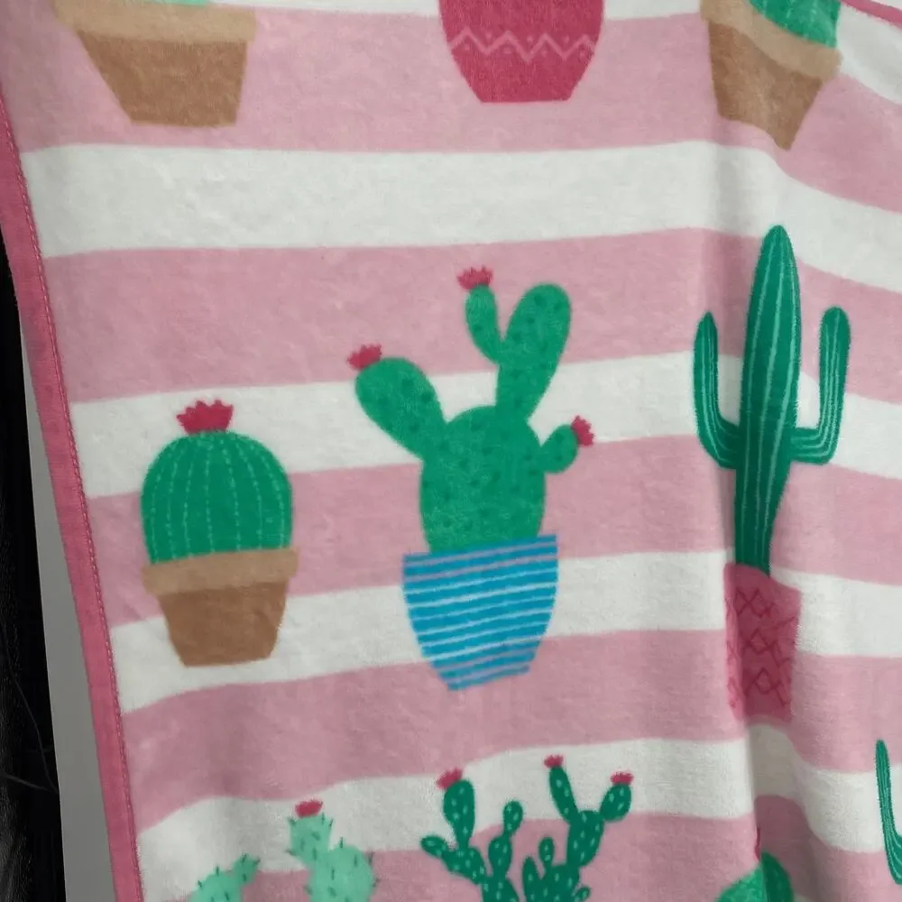 Fun Cactus Fleece Cozy Throw Blanket Saguaro